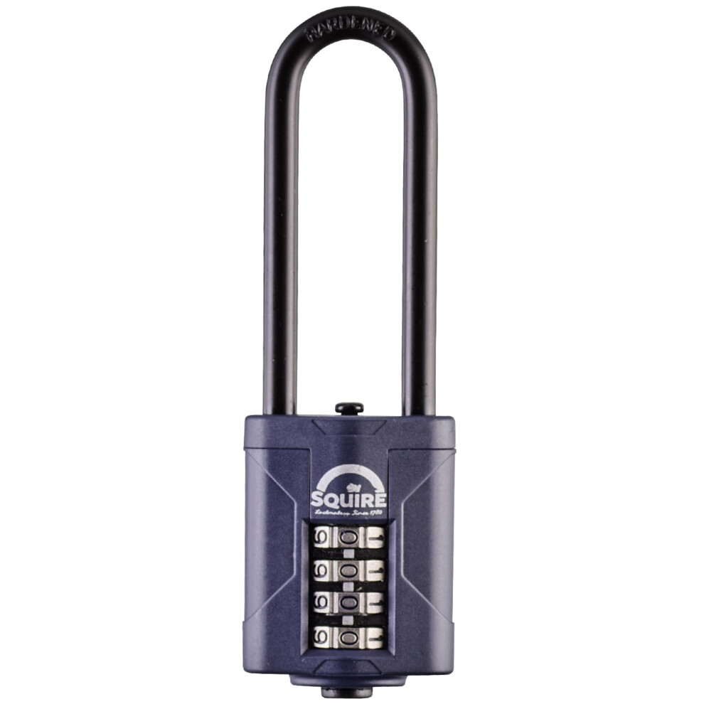 Squire Combination Padlock (Cp40/2.5) - Extra Long Steel Shackle - 4 Wheel Combination - Alloy Steel For Corrosion Resistance - Weatherproof Lock, Id