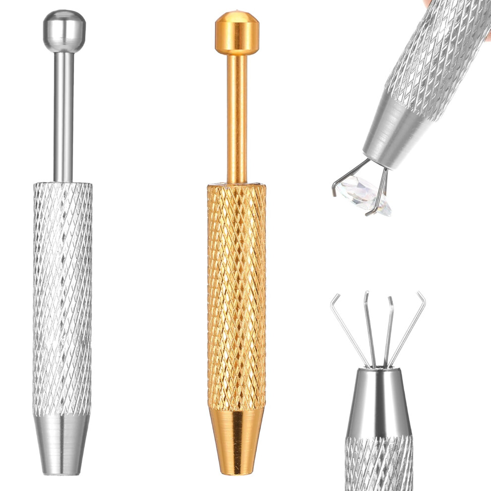 Synhhergyx Piercing Ball Grabber, 2 Pcs Stainless Steel Piercing Grabber Tool 4 Prongs Diamond Claw Tweezers For Changing Jewelry, Pick Up Tiny Objec 5007460125842