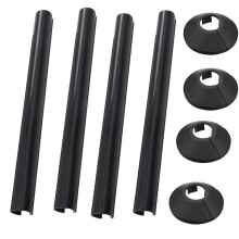 Pack of 4 Black 15mm Radiator Pipe Hole Covers - Durable Plastic Collars & Sleeves, Easy to Install and Remove, Perfect for Finishing and Protecting
