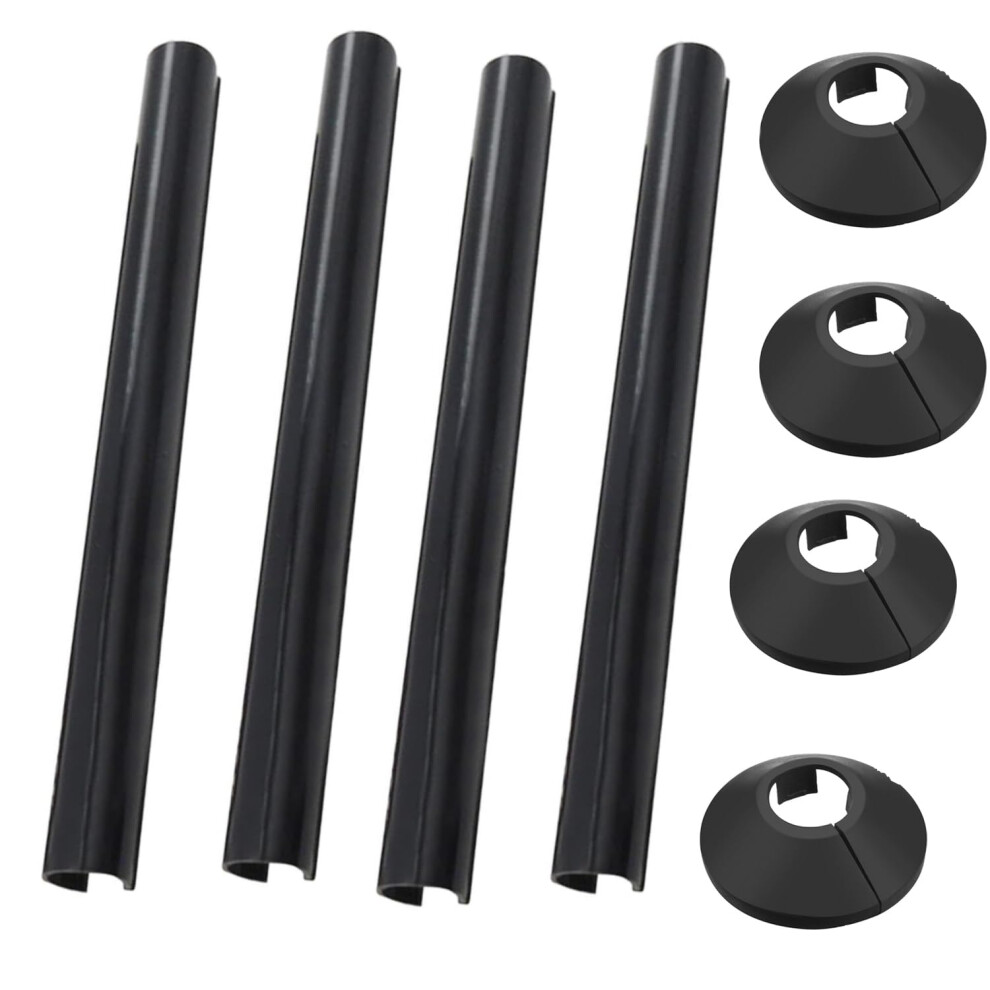 Pack Of 4 Black 15Mm Radiator Pipe Hole Covers - Durable Plastic Collars & Sleeves, Easy To Install And Remove, Perfect For Finishing And Protecting 5009406847740