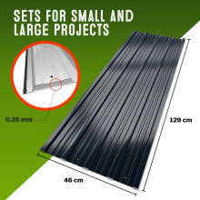 GARDEBRUK 24x Corrugated Metal Roofing Sheets for Garden Shed, Metal Sheds, Plastic Sheds & Greenhouse | 7m² Galvanised Roof Panels for Outdoor Sto