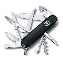 Victorinox Huntsman Swiss Army Knife, Medium, Multi Tool, Camping Knife, 15 Functions, Large Blade, Bottle Opener, Black