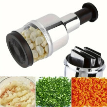 Stainless Steel Manual Garlic Press Vertical Hand Cutter Chopper for Onion Nuts Vegetable Food with Storage Kitchen Tool