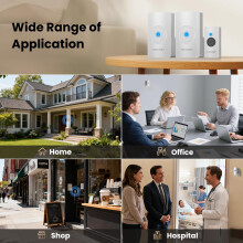 TECKNET Wireless Doorbell with 2 Receivers, IP65 Waterproof Portable Door Bells Wireless Cordless Operating at The Range of 1300ft/400M, 60 Chimes, 5