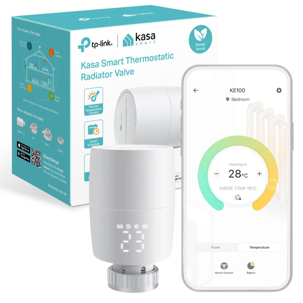 Tp-Link Kasa Smart Thermostat Radiator Valve, Smart Radiator Valve, Energy Saving, Led Display Radiator Thermostat Valve, Smart Trv Schedule, Works W