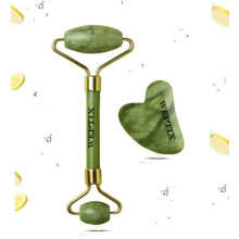 WEPTIX Gesichts-Massager Jade Roller & Gua Sha Werkzeug 100% Naturstein für Gesicht Hals Hautheilung Falten
