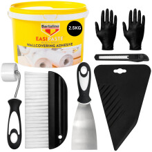 Wallpaper Paste Kit - Includes 2.5kg Ready Mixed Adhesive Paste and Kit Containing Smoother, Roller, Wallpaper Brush, Trimmer and Gloves
