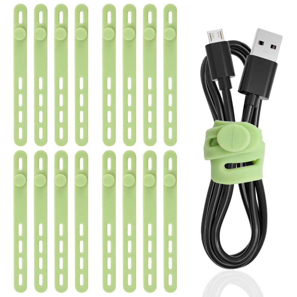 Tambee Silicone Cable Ties Reusable Cable Straps 16Pcs Cable Wire Ties Cable Cord Organizers For Earphone Phone Charger Audio Cable Computer (16Pcs, 5009040328964