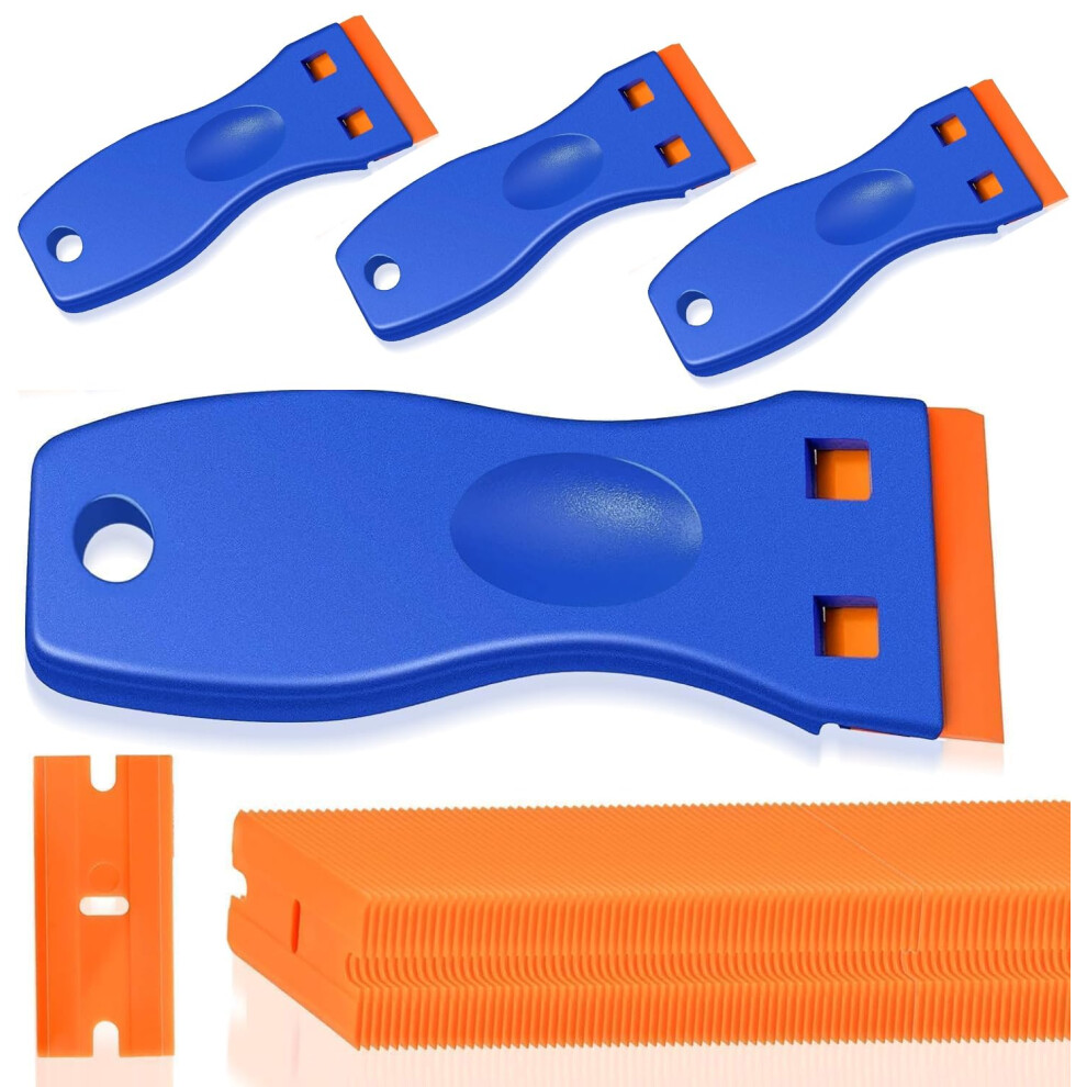 Photos - Other Hand Tools 4Pcs Plastic Scraper with 50 Plastic Blades, Plastic Scraper Non-Scratch Scraper Tool Kit, Sticky Remover for Removing Lable