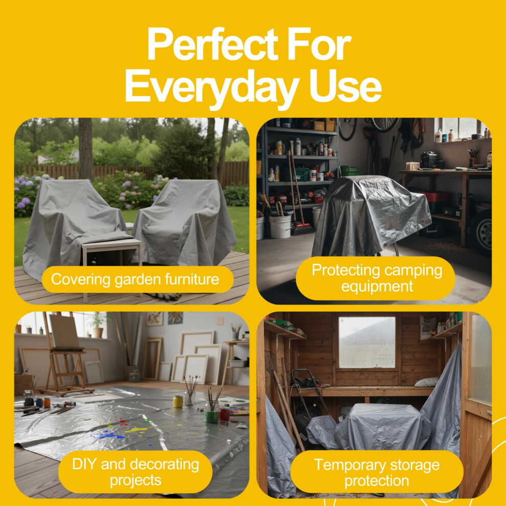 Bloc Multi Purpose Plastic Cover – Heavy Duty Waterproof Tarpaulin For Outdoor Use – Versatile Garden Furniture Covers Waterproof & Diy Plastic Sheetin