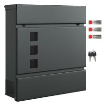 SONGMICS Modern Mailbox, Lockable Wall-Mounted Post Letter Box with Newspaper Holder, Easy to Install, 9.5 x 29 x 31 cm, Anthracite Grey GMB055G101