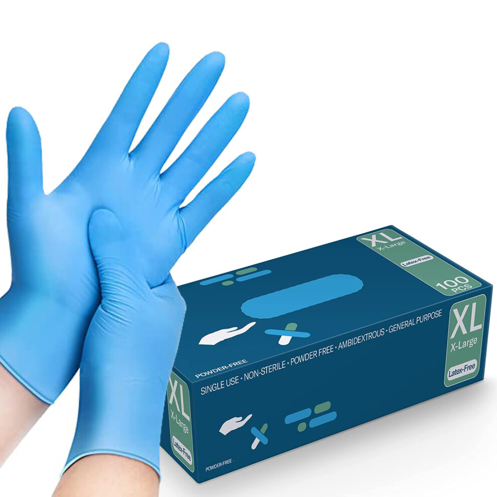 Primeone Blue Nitrile Disposable Gloves Â 100 Count | Latex-Free, Powder-Free | Textured Fingertips | Medical, Food, Disposable, Cleaning, Tattoo, L 5003657962504