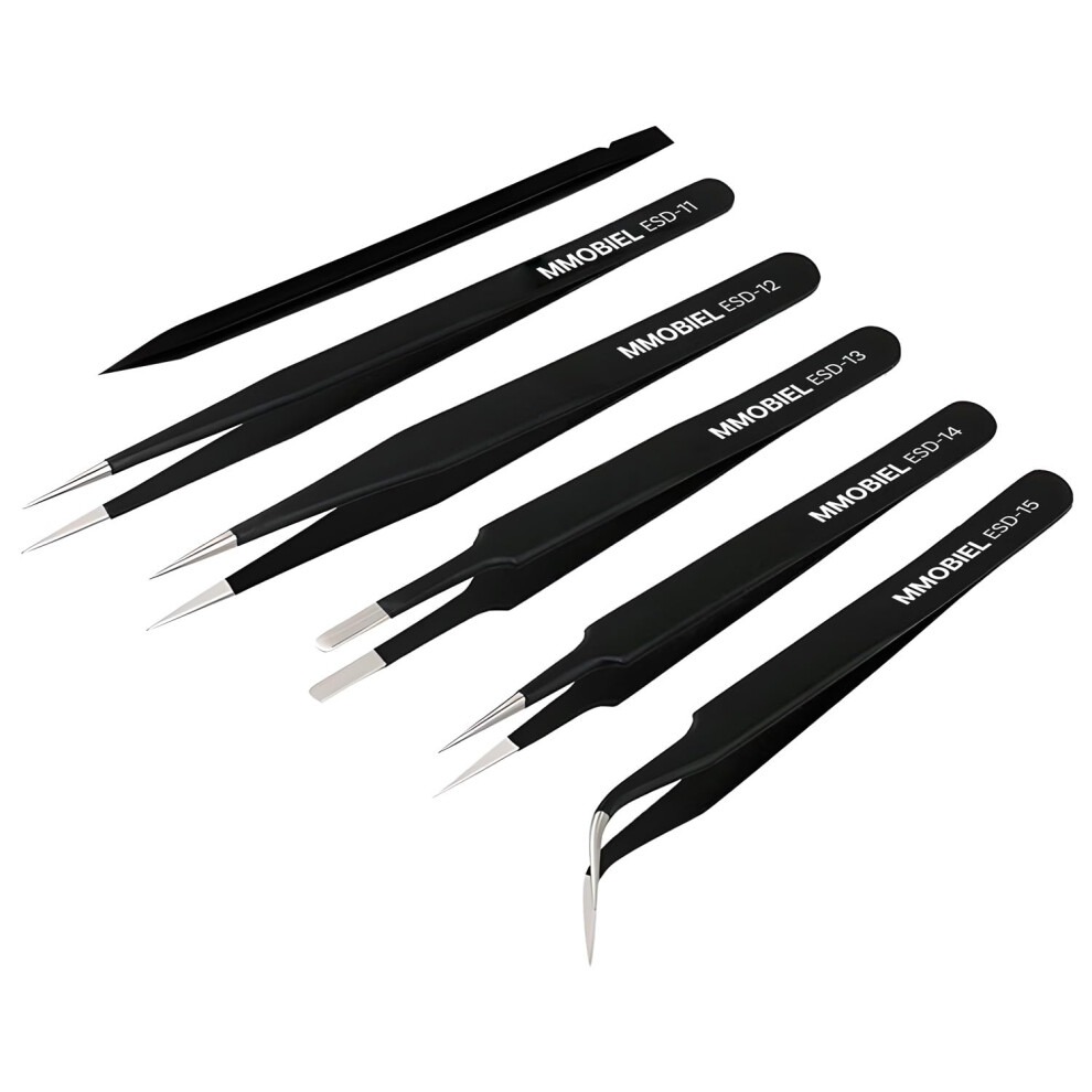 Mmobiel 5X Industrial Precision Esd Tweezers Anti-Static Stainless Steel For Electronics Tools, Jewelry, Computer, Laboratory Work, Crafts And Hobbie 5006812391010