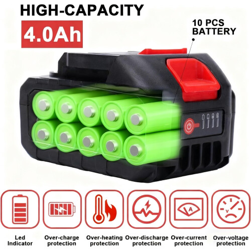 21V Lithium Battery  40 Ah Replacement Battery with Led Indicator Comp 1