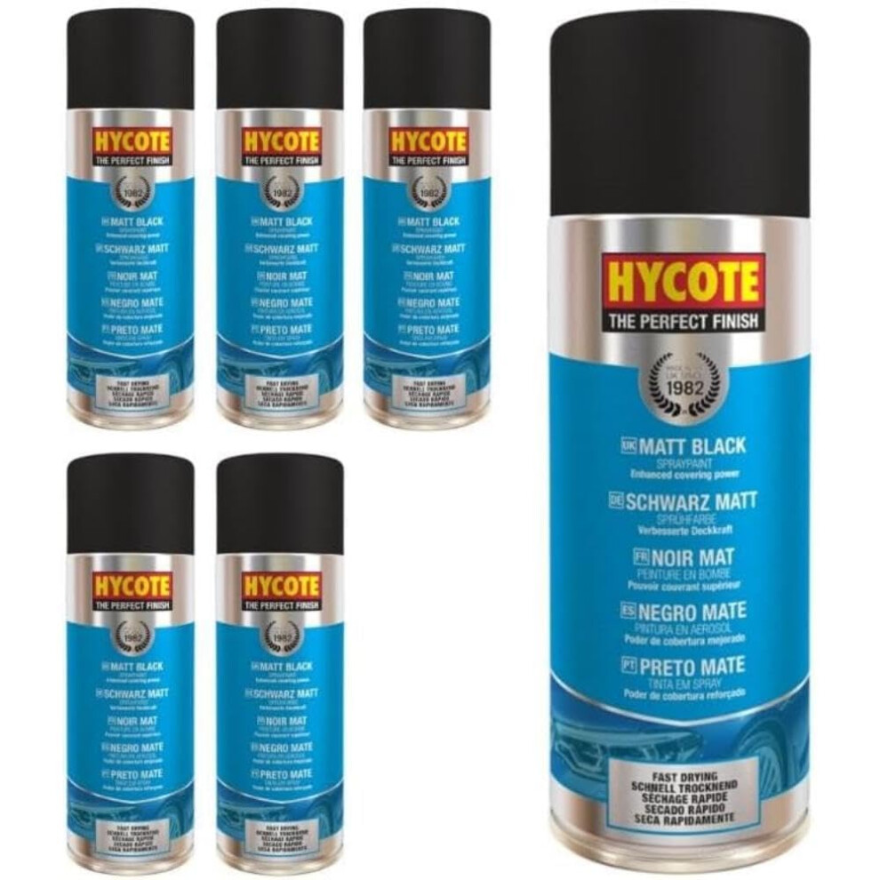 Hycote Colour Spray Paint XUK027 Matt Black 400ml x 6 - Image 5