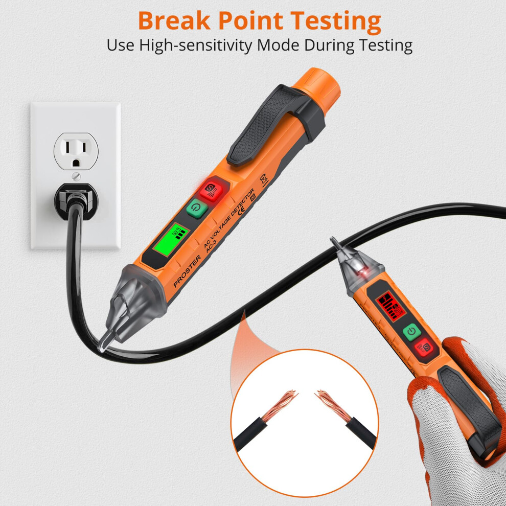 Proster Voltage Tester Pen Non Contact Voltage Detector 48V-1000V/12V-1000V Ac Electrical Tester Pen Live/Null Wire Tester With Sensitivity Adjustabl 5008821492542