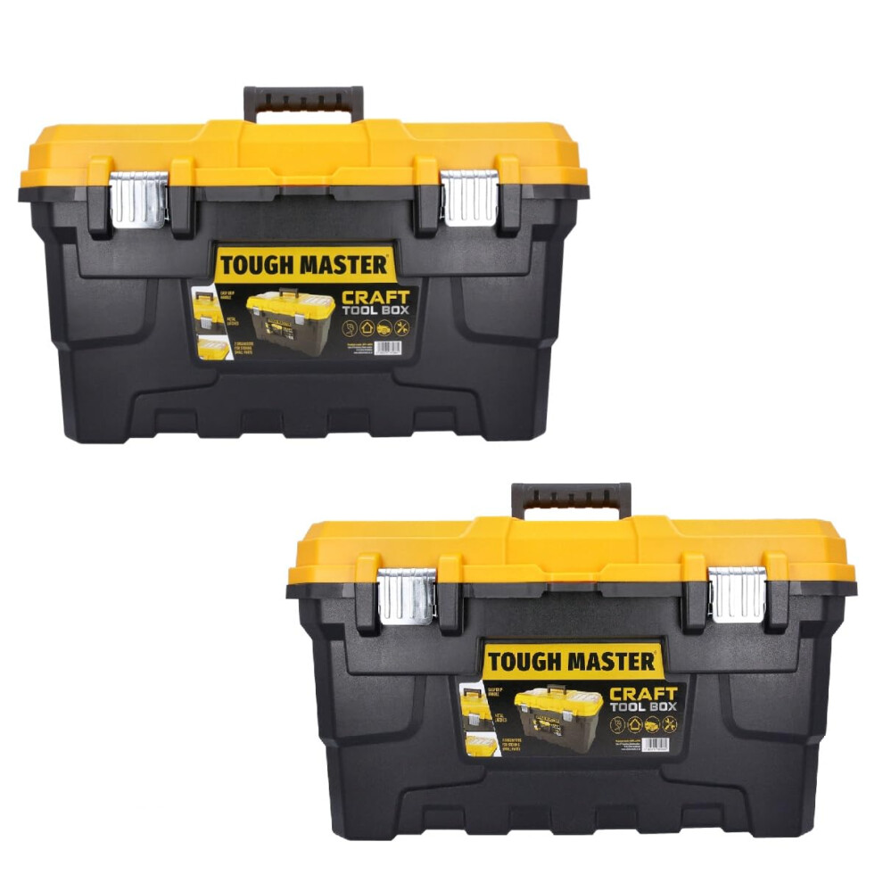 Tough Master 22" Heavy Duty Tool Storage Box Large Capacity With Removable Tote Tray Handle &Compartment Organiser Waterproof For Power Tools, Hand T 5004052742432