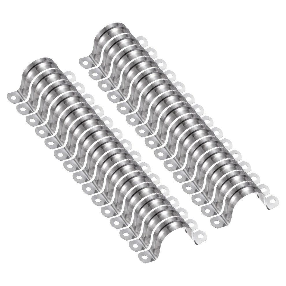 Sourcing Map 30Pcs 1 9/16 Inch 40Mm Conduit Clamps, M40 U Tube Pipe Clamp, Stainless Steel Rigid Pipe Strap, U Shaped Bracket With Two Hole For Pipe 5008906800088