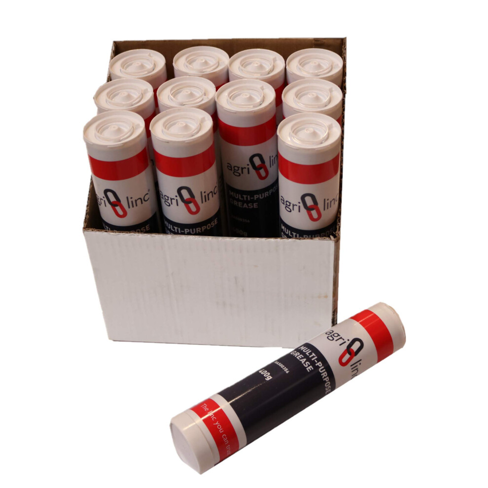 Grease Cartridges, Box Of 12, Ep2 General Purpose Lithium-Based Brown Grease Lubricant In 400G/14Oz Cartridge For Grease Gun, By Agri-Linc 5002149820001