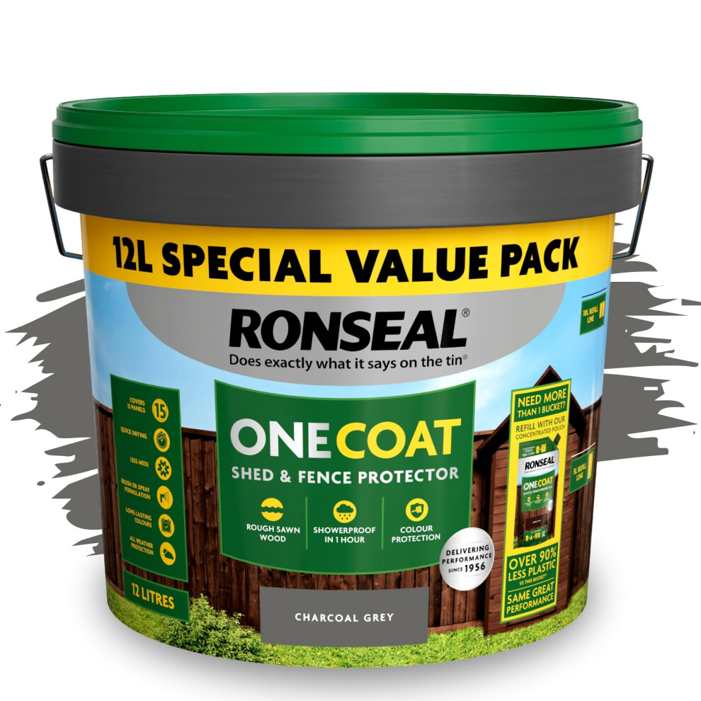 Saving Hub One Coat Fence Paint 12L- Garden Wood Stain - Outdoor Shed & Timber Protection For Fencing, Trellis & Panels - Weather Resistant, Matt Fin 5004414035776