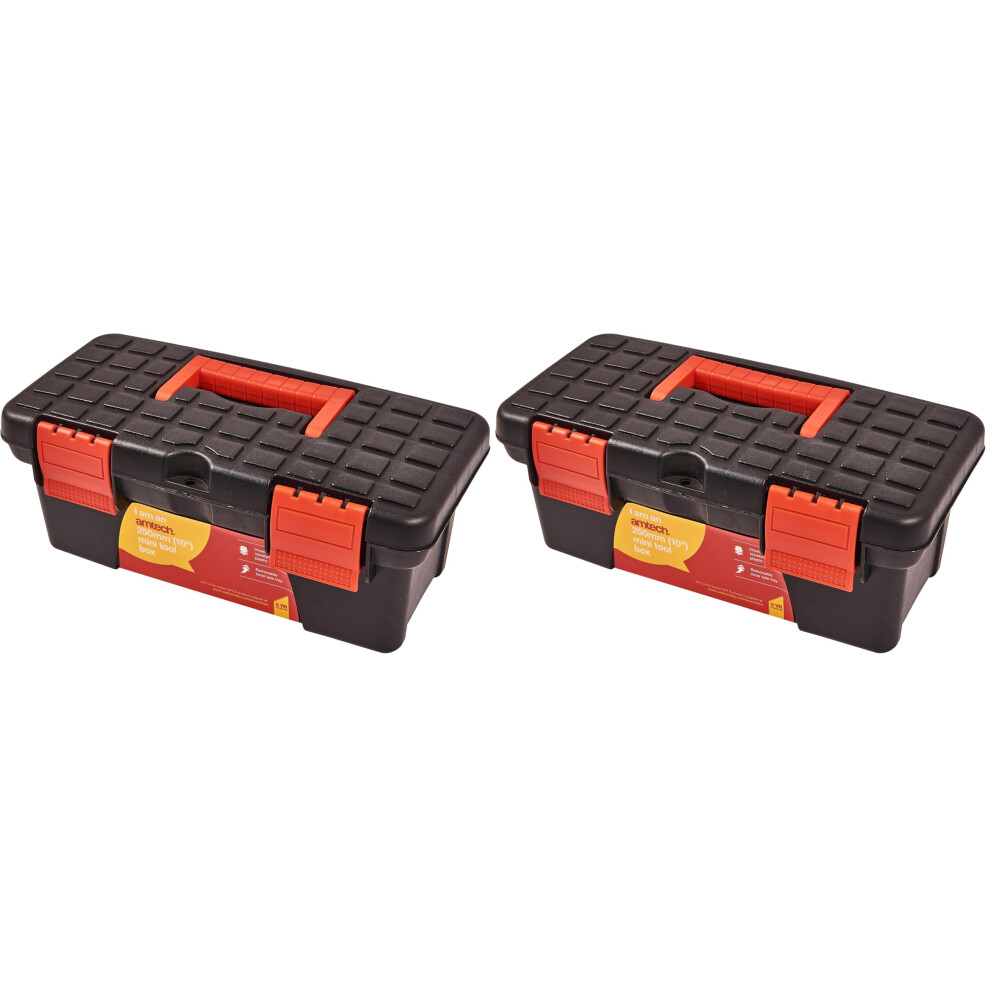 Am-Tech 10" Mini Small Plastic Tool Box With Removable Tray (Pack Of 2) 5002874967705