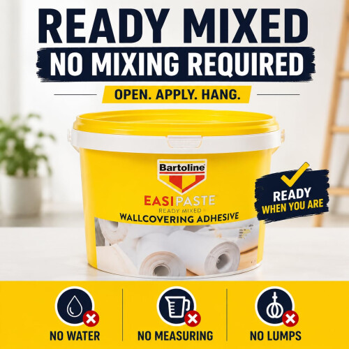 Wallpaper Paste Kit - Includes 2.5kg Ready Mixed Adhesive Paste and Kit Containing Smoother, Roller, Wallpaper Brush, Trimmer and Gloves 2