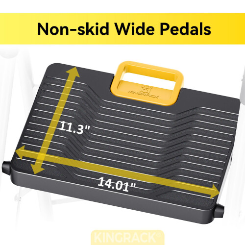 KINGRACK 4-Step Folding Ladder,330LBS Step Stool,Safety Lock,Wide Non-Slip Pedal 1