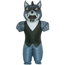 (Le grand méchant loup en lunettes de soleil, 150-190cm) Costume gonflable de loup gris, adulte