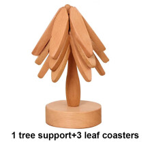 (A) Tree Design Stand Bamboo Wooden Trivets Decorative Anti Scald Heat Resistant Table Mat Coaster Wood Placemats Pot