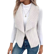 Damen Herbst und Winter Lässige Einfache Ärmellose Plüschweste Weste Jacke Strickjacke Weste Weiß L