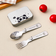 (C) Outdoor Folding Cutlery Fork Spoon with Box Camping Tableware Picnic Portable 304 Stainless Steel Foldable Dinnerware