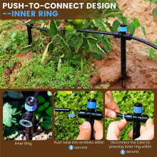 110FT Quick-Connect Drip Irrigation Kit, Garden Watering System DIY Automatic Irrigation Equipment Set for Lawn Raised