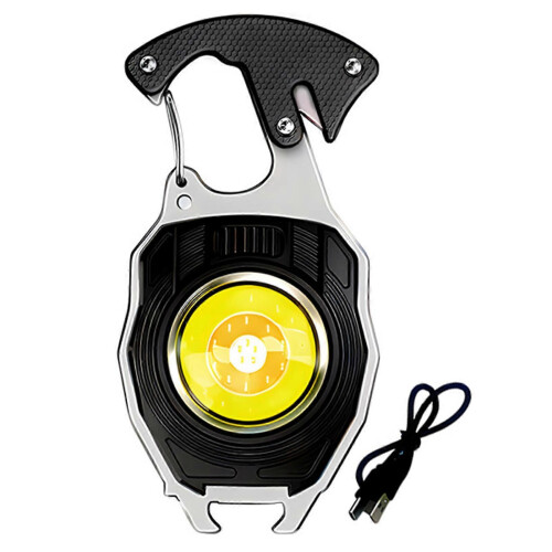 (Blue) Cobs Keychain Light Multi-Function Mini LED Flashlight Emergency Light with Bottle Opener for Outoor Hiking
