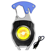 (Black) Cobs Keychain Light Multi-Function Mini LED Flashlight Emergency Light with Bottle Opener for Outoor Hiking