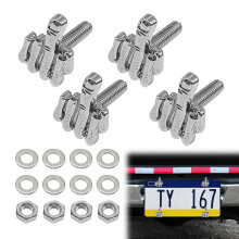 (Silver) Middle Finger License Plate Bolts Funny License Plate Screw Bolts for Motorcycle Chopper Car Tag Frame & Windshield Trim