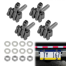 (Black) Middle Finger License Plate Bolts Funny License Plate Screw Bolts for Motorcycle Chopper Car Tag Frame & Windshield Trim