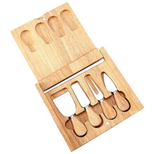 (Quadrate) 4 Piece Cheese Board with Stand Complete Stainless Steel Tool Set for Entertaining