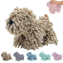 (Brown) Cute Cartoon Dog Chenille Hand Towel, Quick-Absorbent & Soft Plush Fuzzy Ball Towels for Bathroom Kitchen