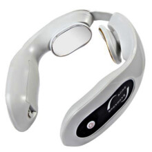 (White) Heating EMS Neck Massager, Circuwave Shiatsu TENS Pulse Therapy for Shoulder Pain Relief, Home Office Car Use