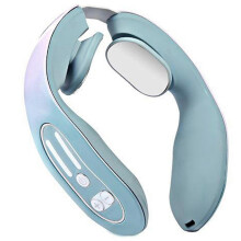 (Blue) Heating EMS Neck Massager, Circuwave Shiatsu TENS Pulse Therapy for Shoulder Pain Relief, Home Office Car Use