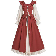 (Orange Red, S) Abito da donna con corsetto rinascimentale