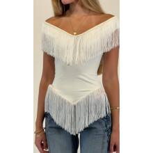 (White top, S) GY27048 Fransen-Minikleid für Frühjahr/Sommer 2026