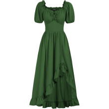 (Dark Green, S) Renaissance Cottagecore Damen-Korsettkleid mit plissiertem, ultralangem Rock-Set