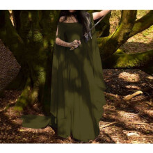 (Brown, S) Halloween-Damenkleid- und Rockset mit langen Ärmeln, Rundhalsausschnitt, Gürtel und Gürtel