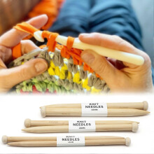 (25mm) 15/20/25mm Jumbo Wood Knitting Needles for Chunky Yarn & Icelandic Wool, DIY Sweater & Blanket Knitting Tools