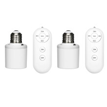 (2pcs) E27 Remote Control Light Socket Smart Wireless Lamp Holder with Timer (15/30/60/120min)
