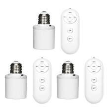 (3pcs) E27 Remote Control Light Socket Smart Wireless Lamp Holder with Timer (15/30/60/120min)