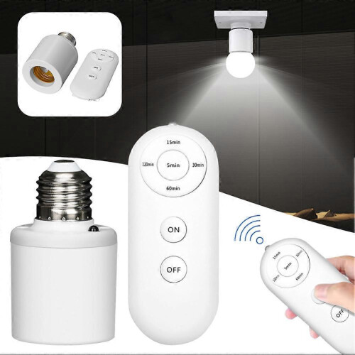 (2pcs) E27 Remote Control Light Socket Smart Wireless Lamp Holder with Timer (15/30/60/120min) 1