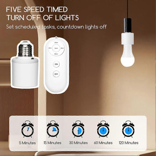 (3pcs) E27 Remote Control Light Socket Smart Wireless Lamp Holder with Timer (15/30/60/120min) 2