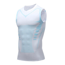 (M, White B) Men's Workout Compression Shirt Breathable Quick-Dry Slimming Undershirt Sleeveless Muscle Tee for Running & Gym